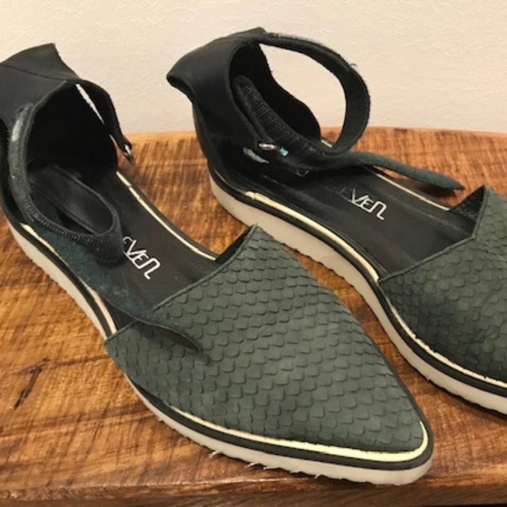 Green pointy flats
